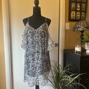 Ella Moss Leopard Print Ruffle Slip Dress | Size M